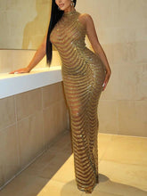 Ärmelloses Maxikleid mit Mesh-Bohrung